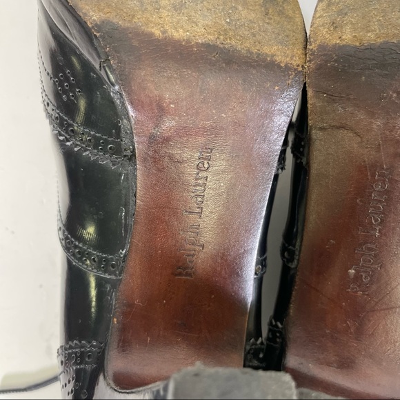 Vintage Ralph Lauren black leather ankle heels size 8 - Picture 6 of 8